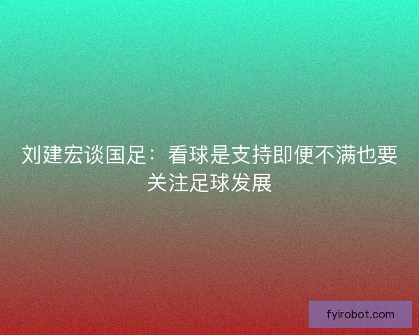 刘建宏谈国足:看球是支持即便不满也要关注足球发展 刘建宏谈国足:看球是支持即便不满也要关注足球发展