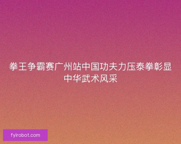 拳王争霸赛广州站中国功夫力压泰拳彰显中华武术风采 拳王争霸赛广州站中国功夫力压泰拳彰显中华武术风采
