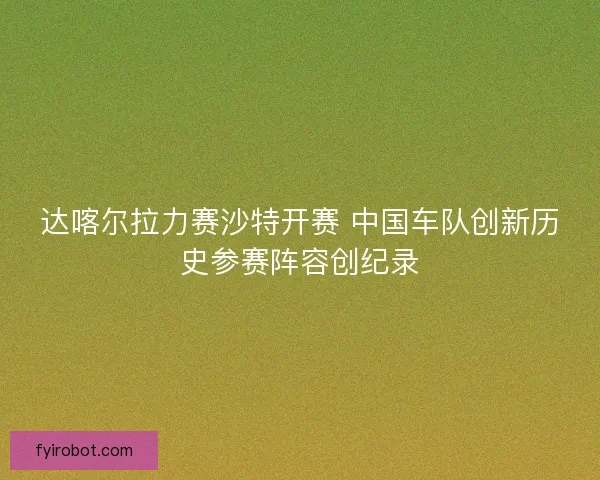 达喀尔拉力赛沙特开赛 中国车队创新历史参赛阵容创纪录